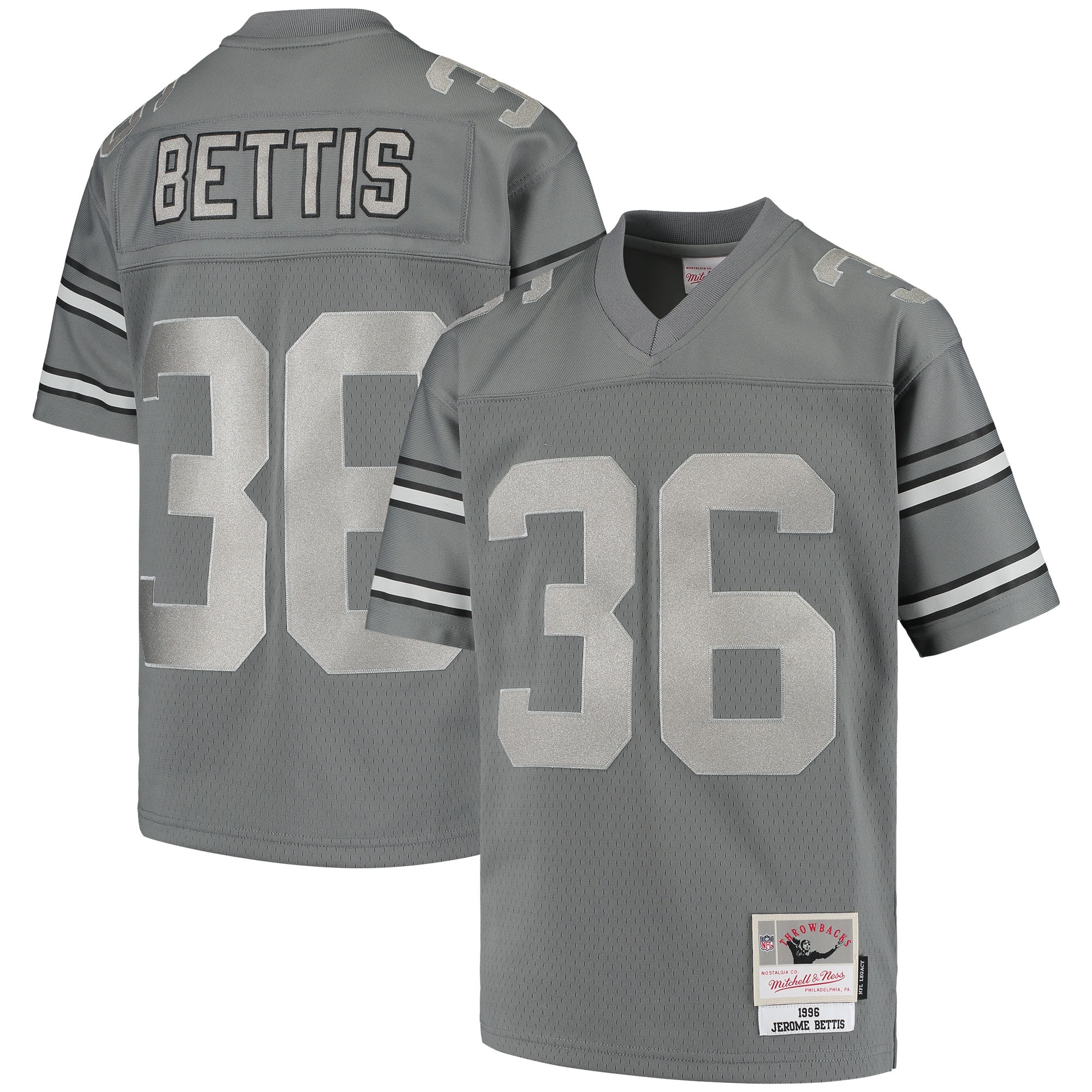 Youth Pittsburgh Steelers Jerome Bettis Mitchell & Ness Charcoal 1996 Retired Player Metal Jersey JS1969 Saliibo