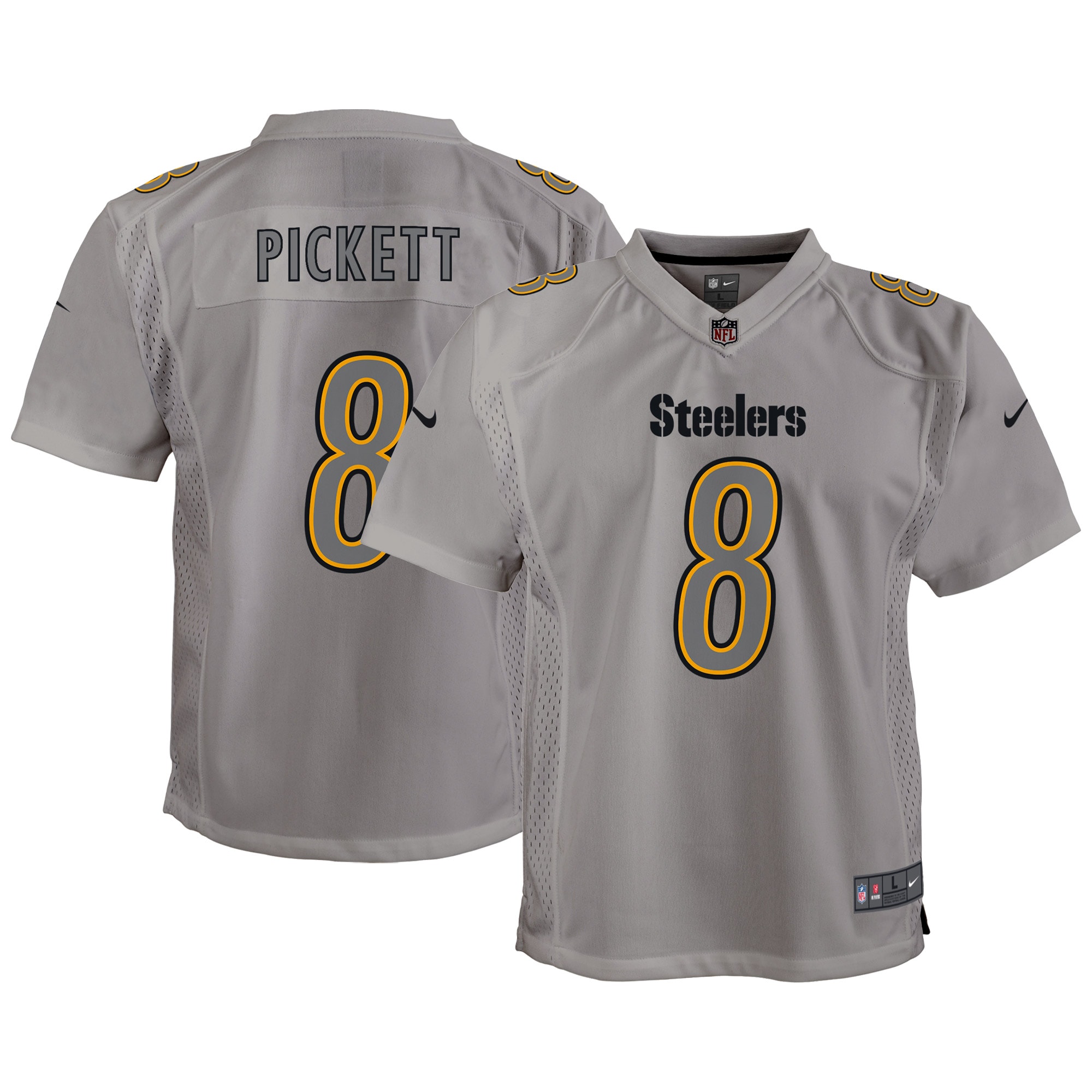 Youth Pittsburgh Steelers Kenny Pickett Gray Atmosphere Game Jersey JS9522 Saliibo