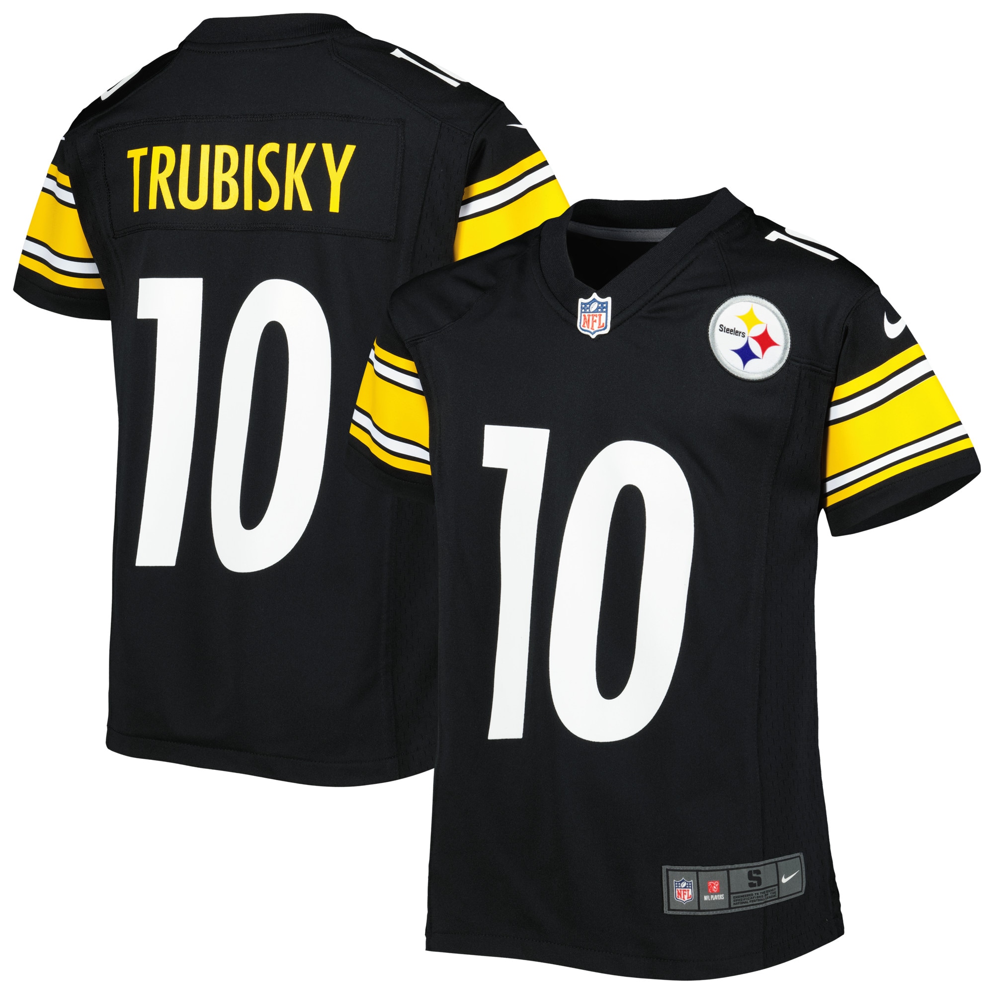 Youth Pittsburgh Steelers Mitchell Trubisky Black Game Jersey JS2327 Saliibo