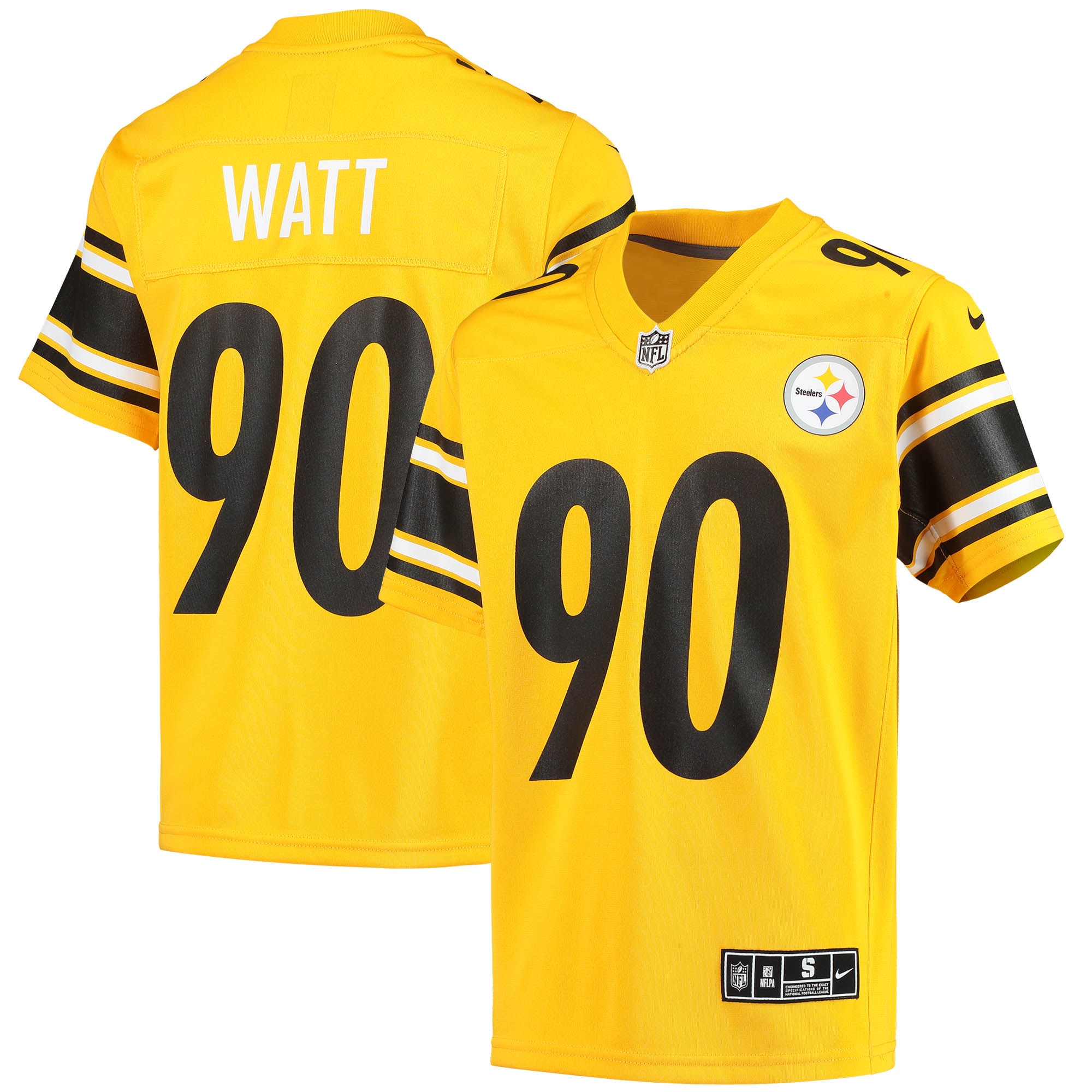 Youth Pittsburgh Steelers T.J. Watt Gold Inverted Team Game Jersey JS1815 Saliibo