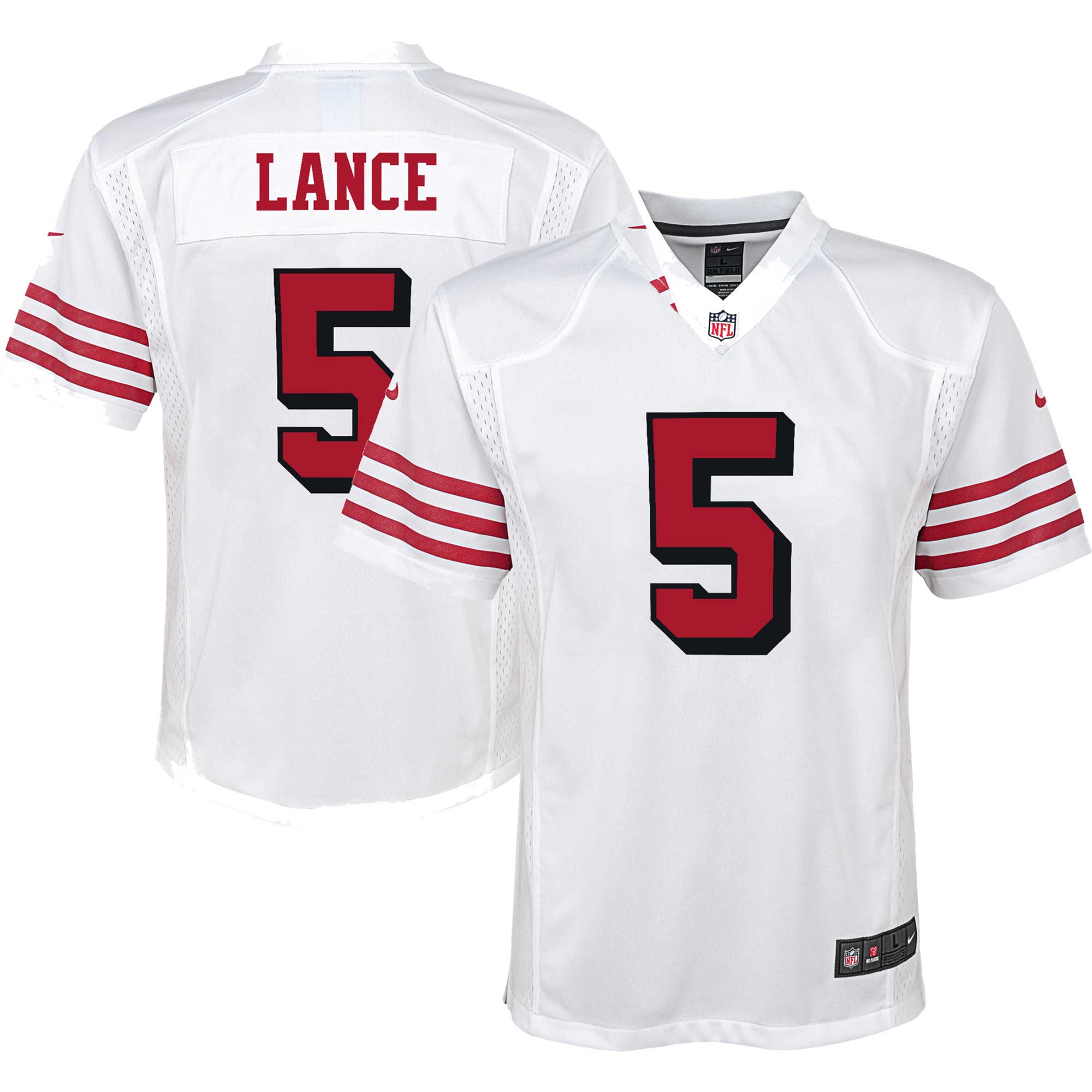 Youth San Francisco 49ers Trey Lance White Game Jersey JS3555 Saliibo