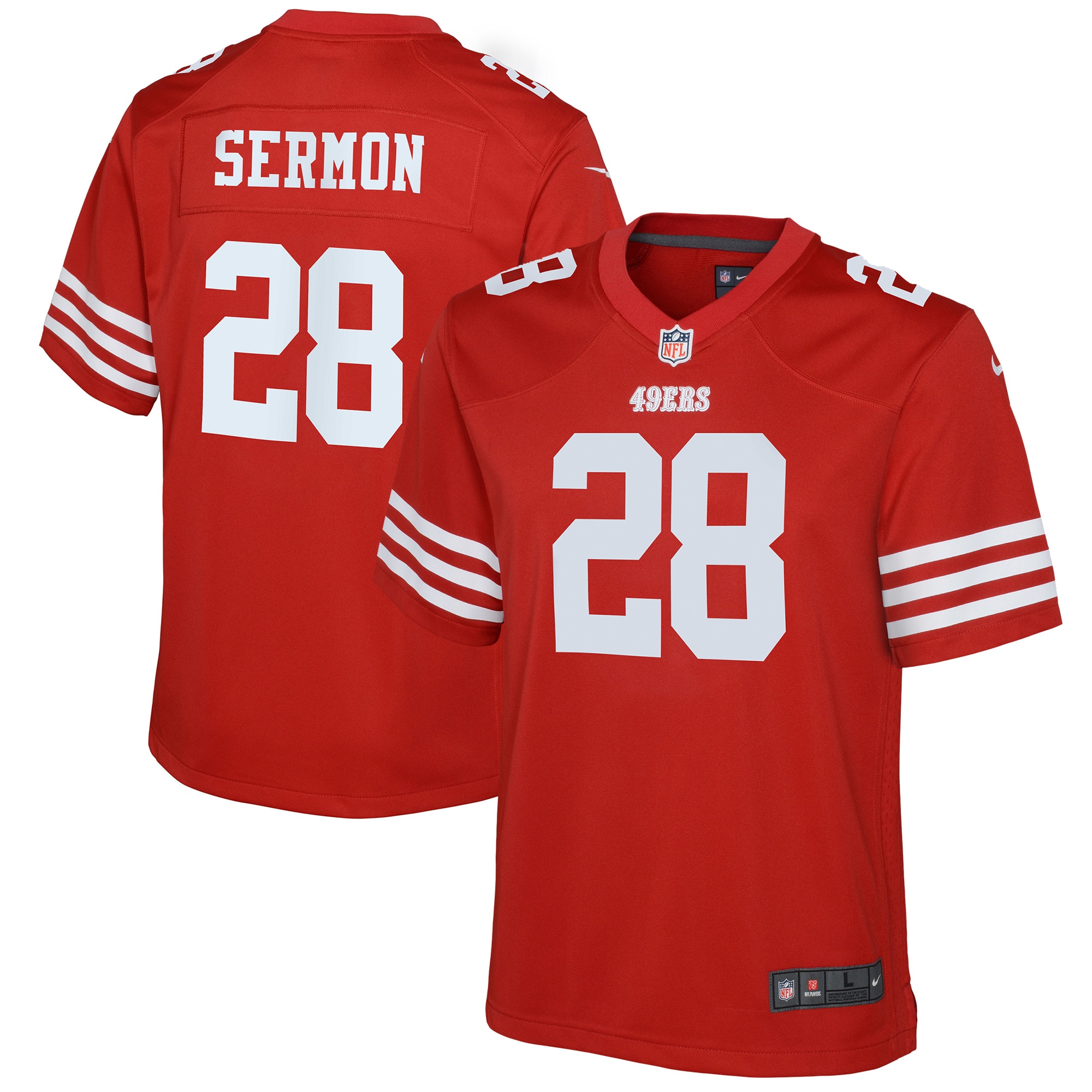 Youth San Francisco 49ers Trey Sermon Scarlet Game Jersey JS5360 Saliibo