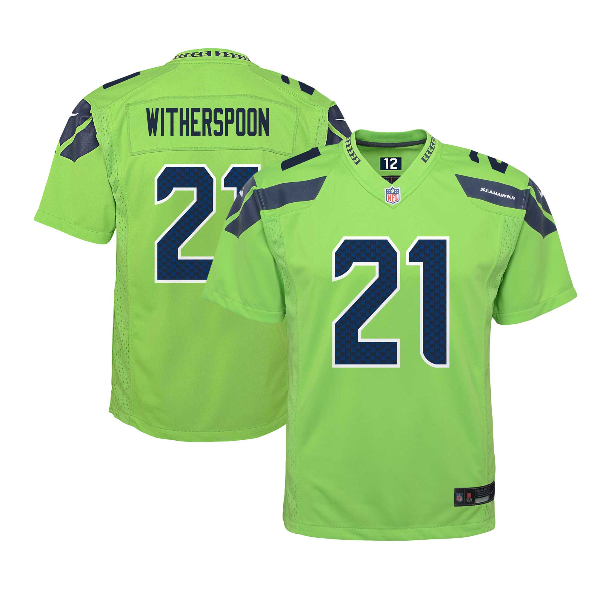 Youth Seattle Seahawks Devon Witherspoon Neon Green Alternate Player Game Jersey JS8889 Saliibo