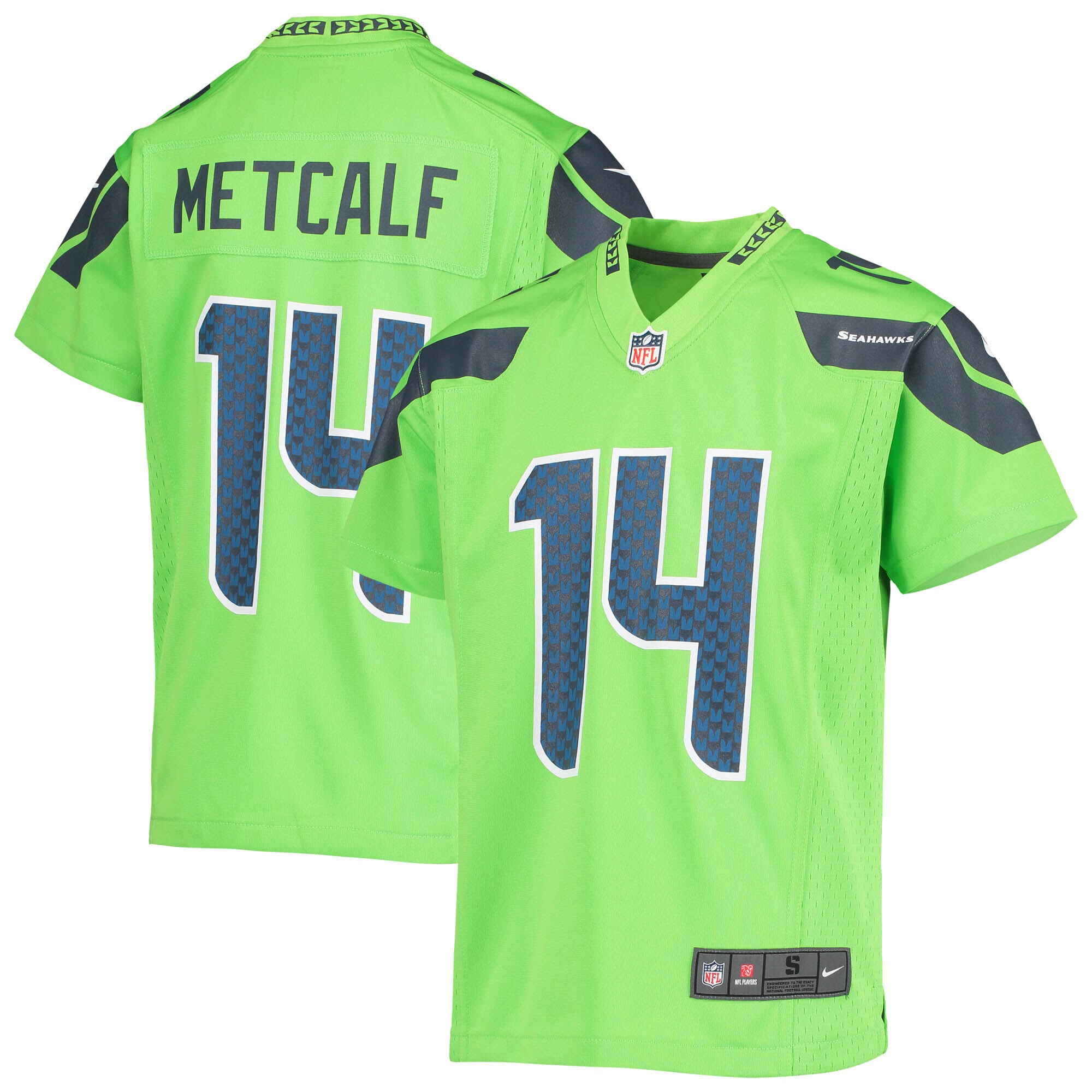 Youth Seattle Seahawks DK Metcalf Neon Green Game Jersey JS6910 Saliibo