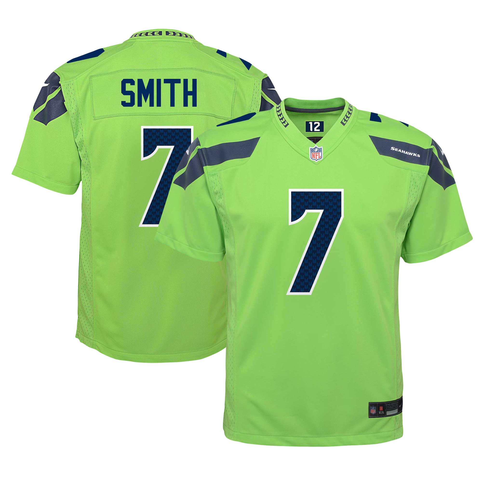 Youth Seattle Seahawks Geno Smith Neon Green Alternate Player Game Jersey JS1746 Saliibo