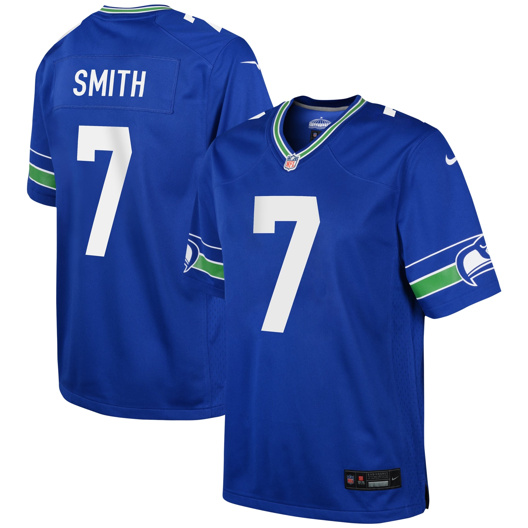 Youth Seattle Seahawks Geno Smith Royal Game Jersey JS6742 Saliibo