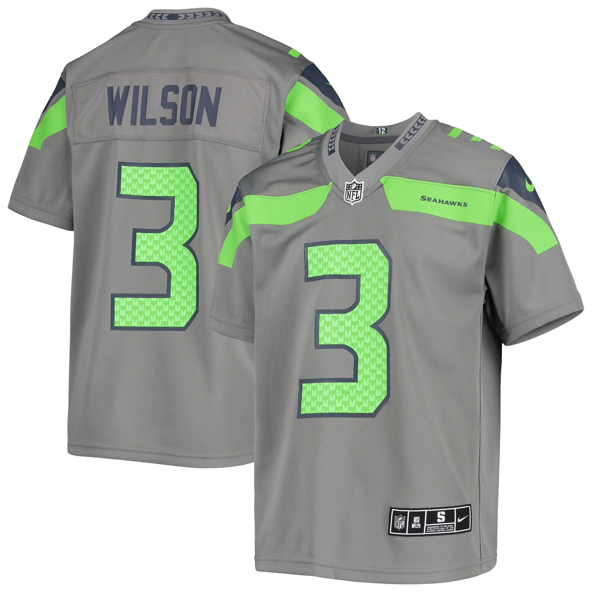 Youth Seattle Seahawks Russell Wilson Gray Inverted Team Game Jersey JS7273 Saliibo