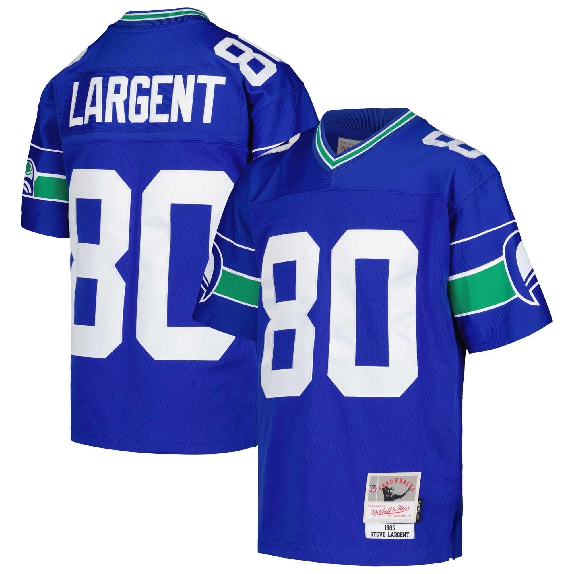 Youth Seattle Seahawks Steve Largent Mitchell & Ness Royal 1985 Retired Player Legacy Jersey JS1926 Saliibo