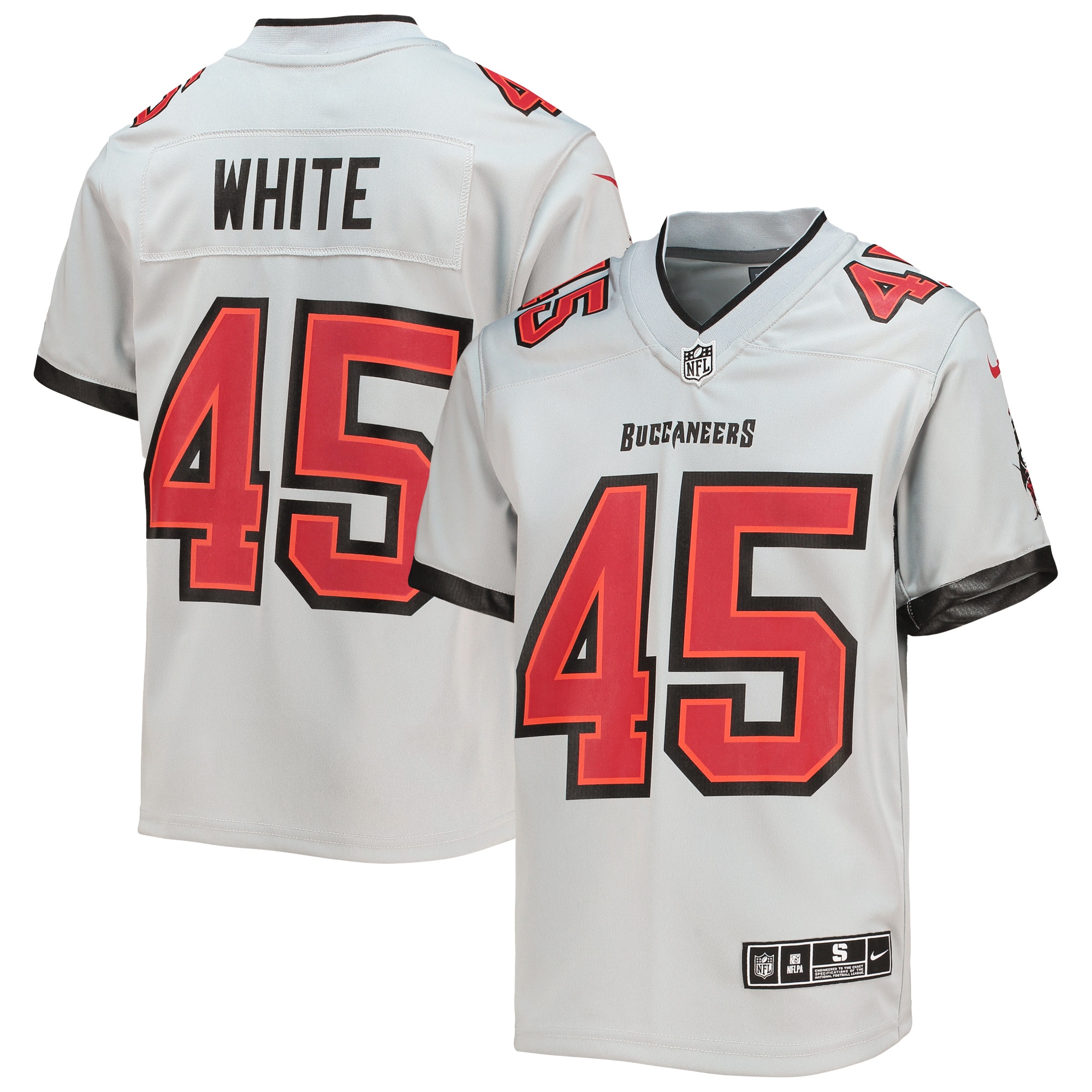 Youth Tampa Bay Buccaneers Devin White Gray Inverted Team Game Jersey JS8955 Saliibo