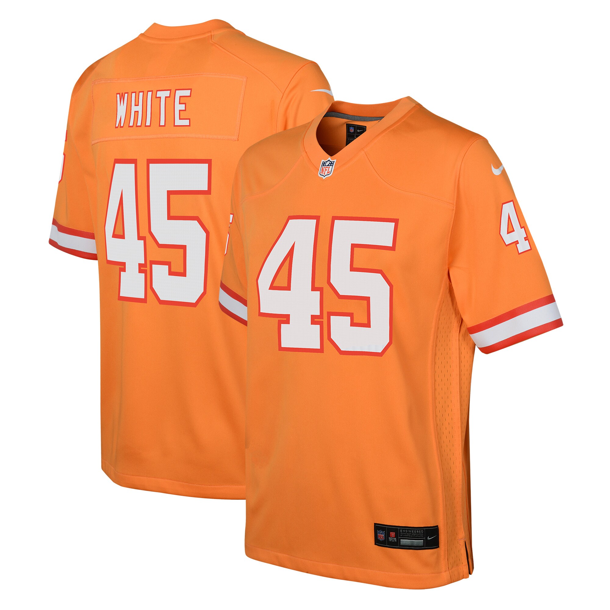 Youth Tampa Bay Buccaneers Devin White Orange Game Jersey JS2031 Saliibo