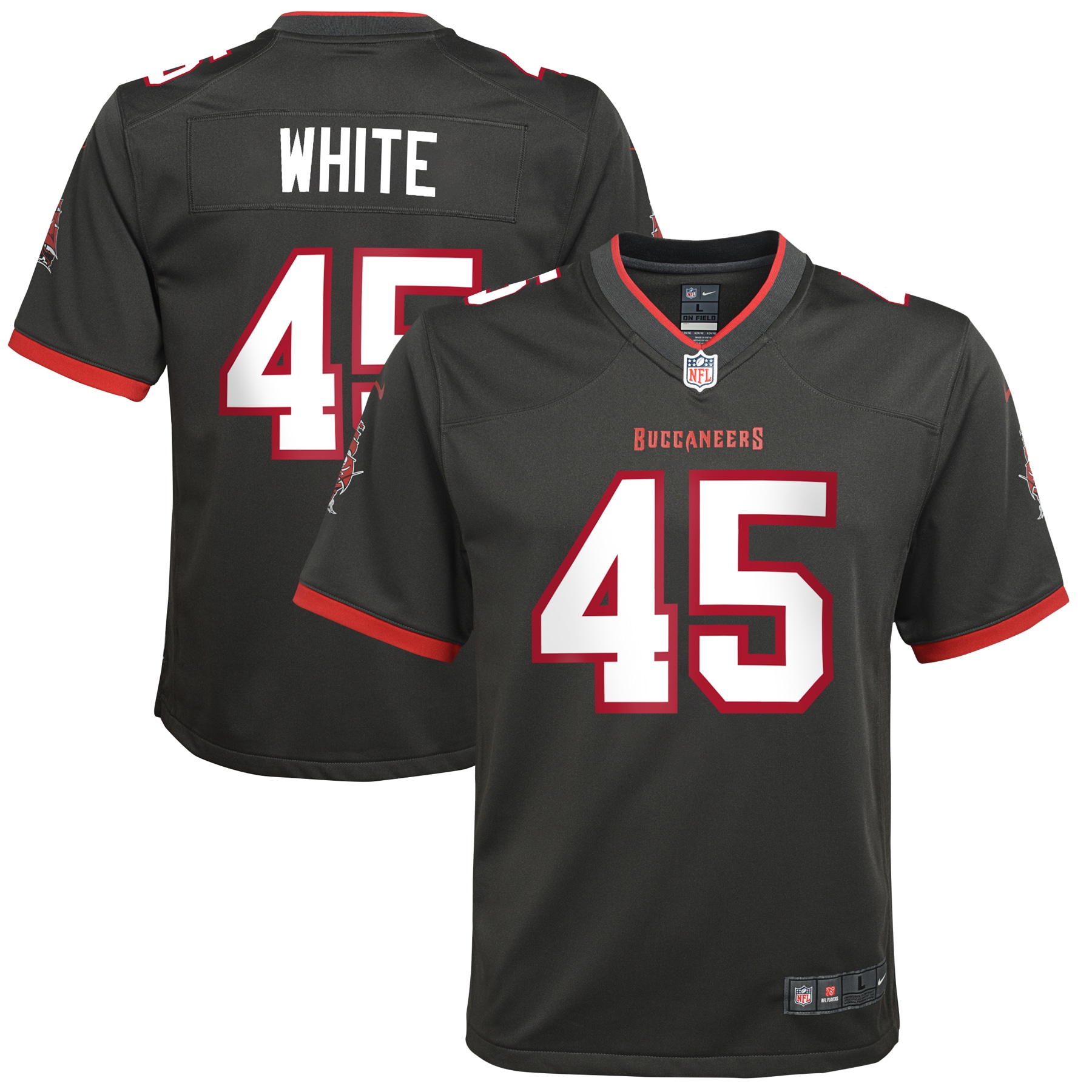 Youth Tampa Bay Buccaneers Devin White Pewter Game Jersey JS5656 Saliibo
