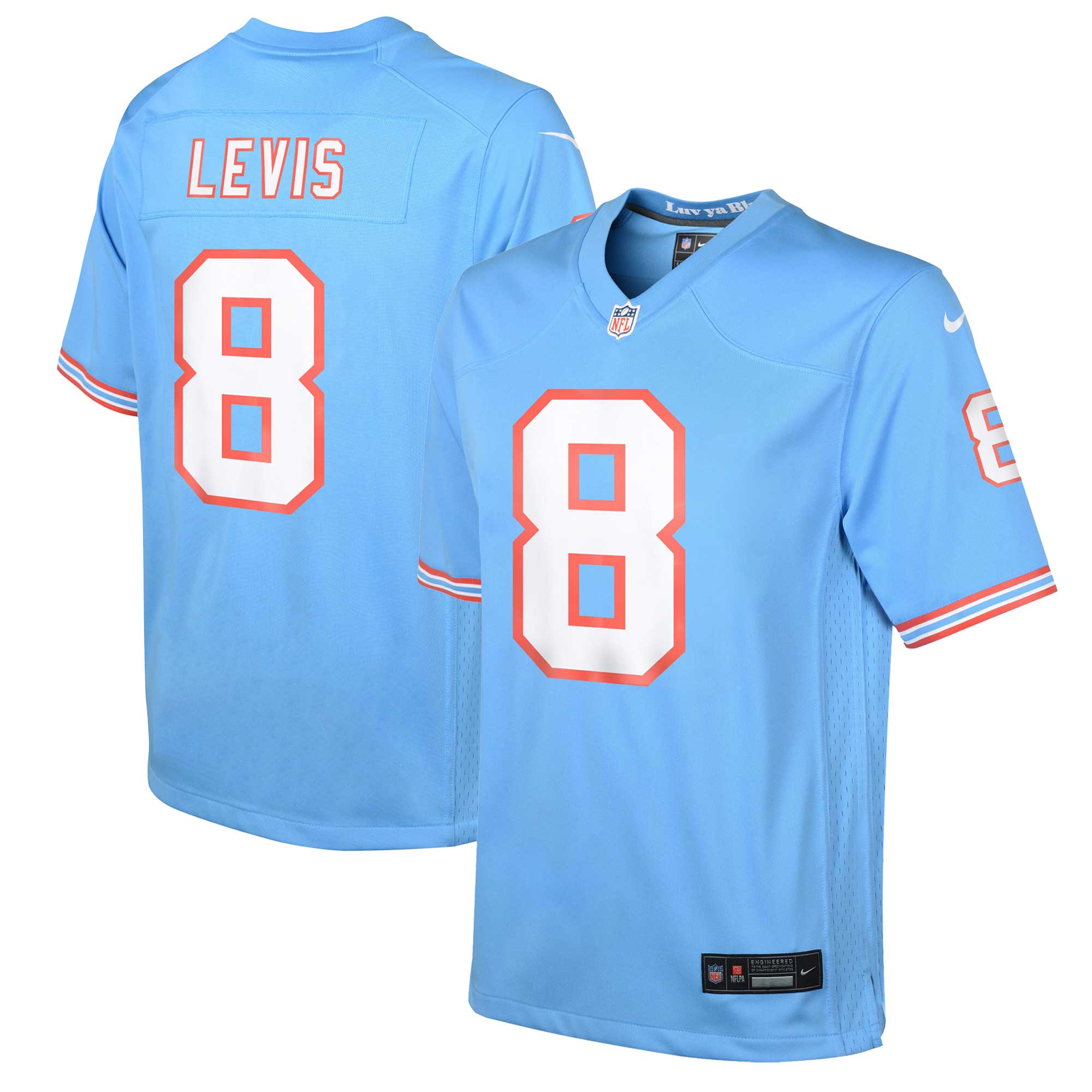Youth Tennessee Titans Will Levis Light Blue Oilers Throwback ALT2 Player Game Jersey JS2105 Saliibo