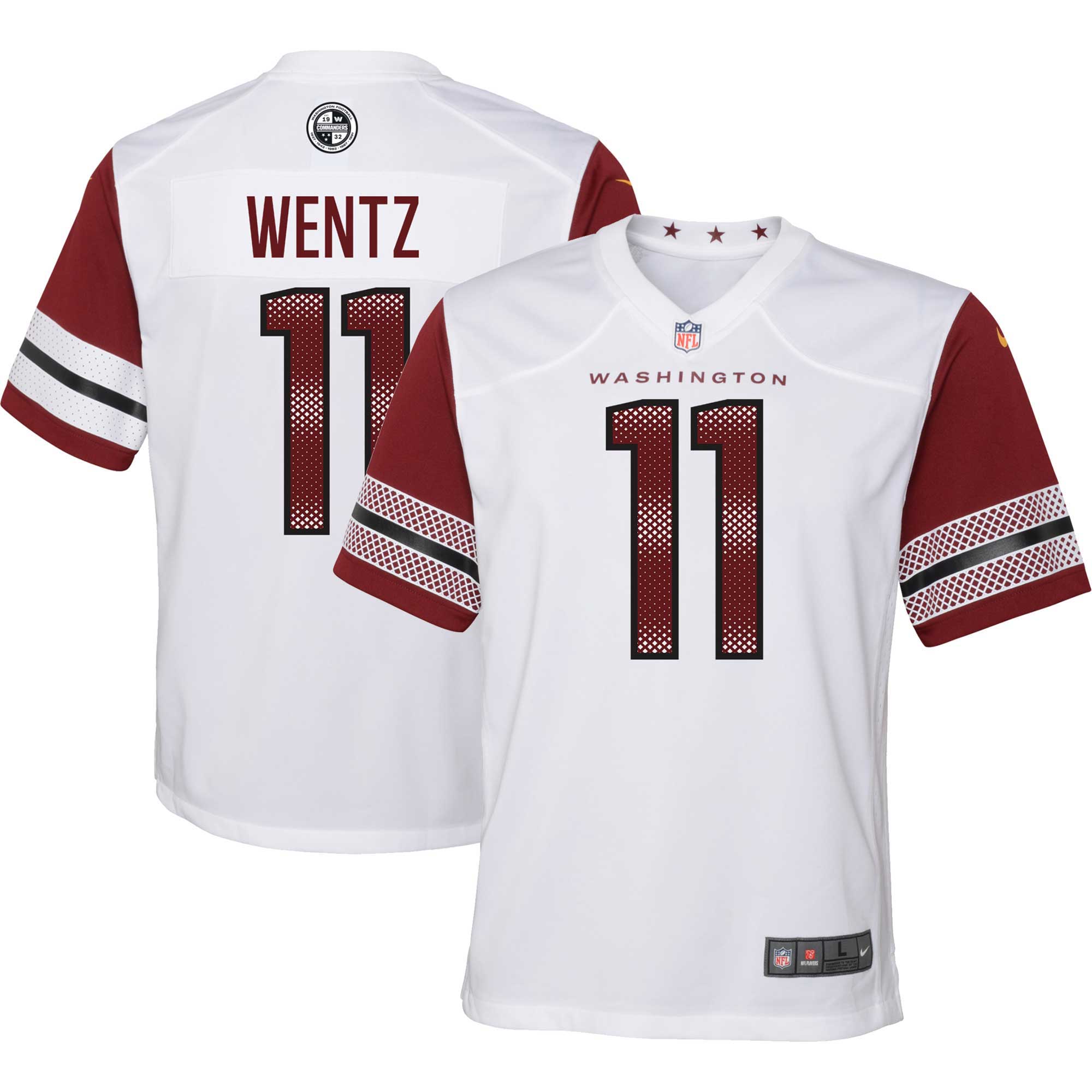 Youth Washington Commanders Carson Wentz White Game Jersey JS9498 Saliibo