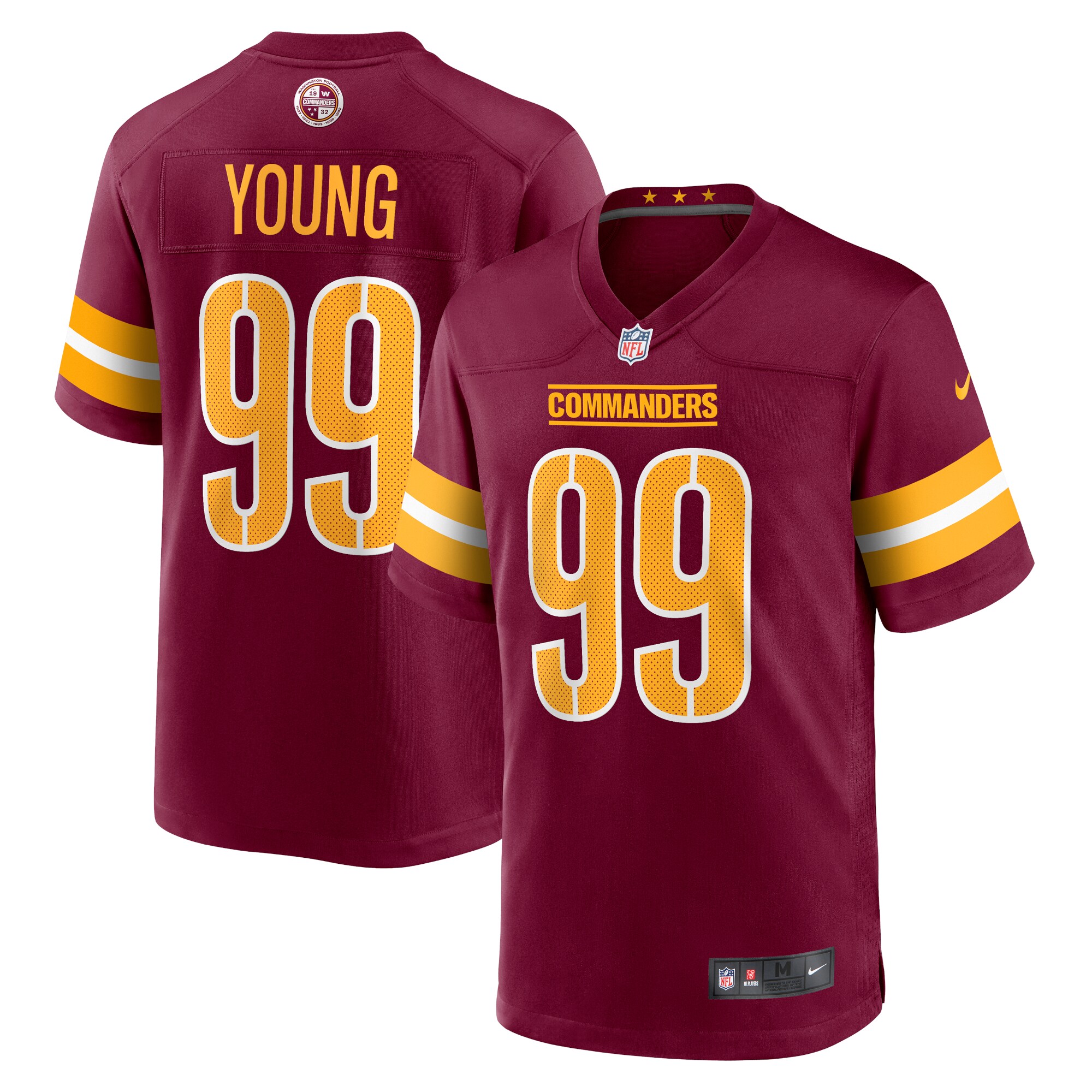 Youth Washington Commanders Chase Young Burgundy Game Jersey JS2155 Saliibo