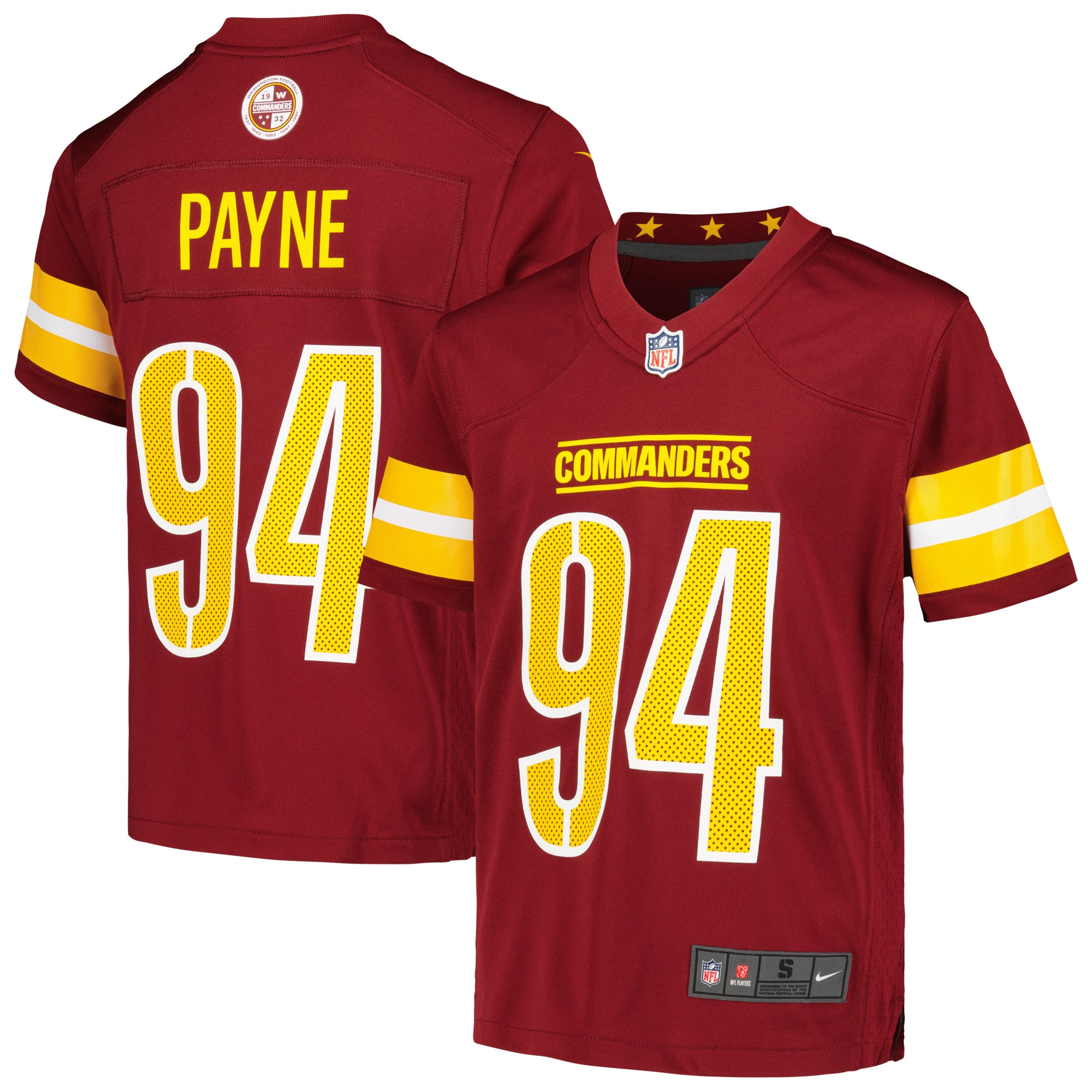 Youth Washington Commanders Daron Payne Burgundy Game Jersey JS4193 Saliibo