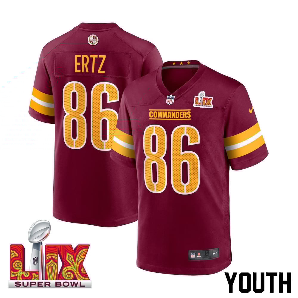 Zach Ertz #86 Washington Commanders Super Bowl LIX Youth Jersey - Burgundy JS4407 Saliibo
