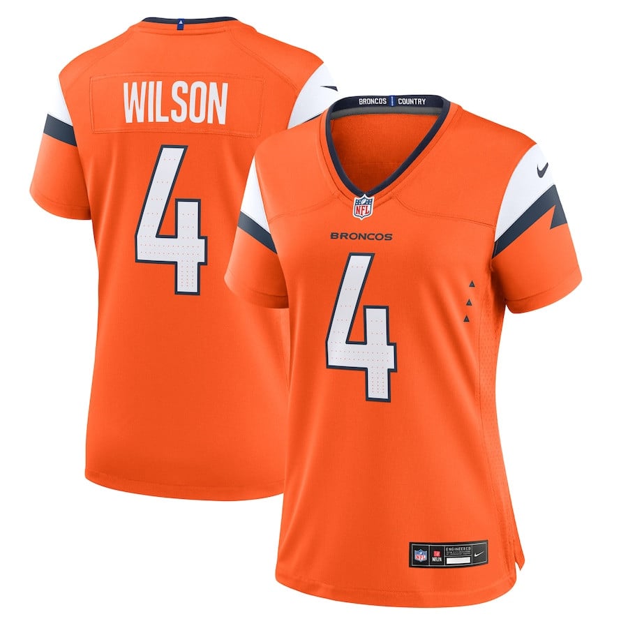 Zach Wilson 4 Denver Broncos Women's Team Game Jersey - Orange JS7212 Saliibo