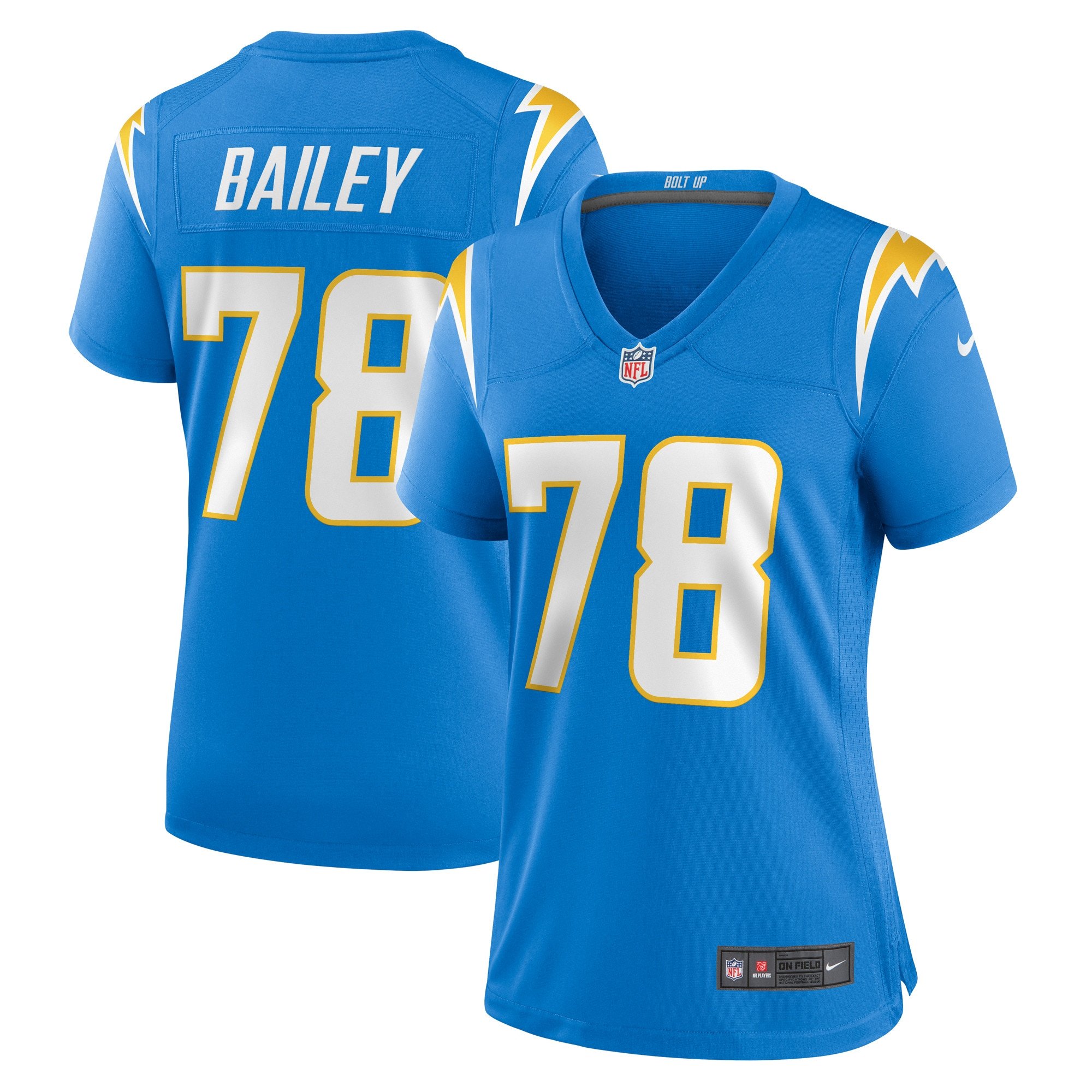 Zack Bailey 78 Los Angeles Chargers Women's Game Jersey - Powder Blue JS3394 Saliibo