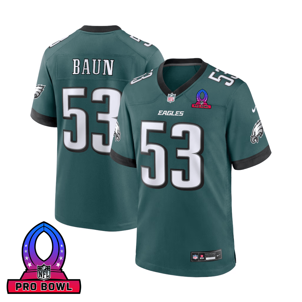 Zack Baun 53 Philadelphia Eagles 2025 Pro Bowl Patch Game Men Jersey - Midnight Green JS6783 Saliibo