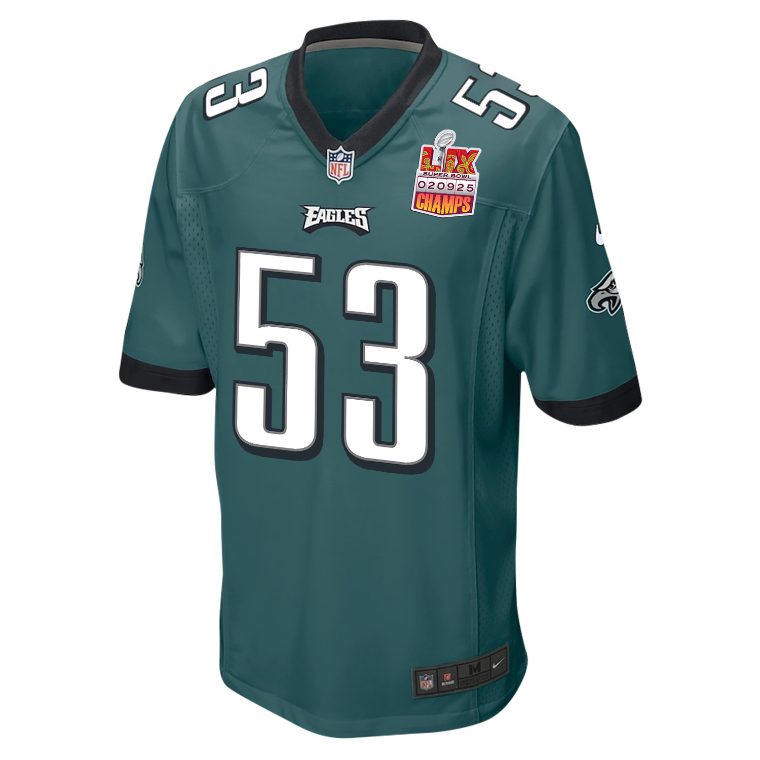 Zack Baun 53 Philadelphia Eagles Super Bowl LIX Champions Patch Game Men Jersey - Midnight Green JS1472 Saliibo - Image 3