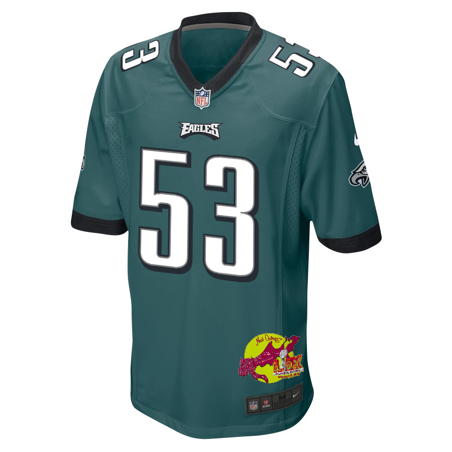 Zack Baun 53 Philadelphia Eagles Super Bowl LIX New Orleans Patch Game Men Jersey - Midnight Green JS9316 Saliibo - Image 3
