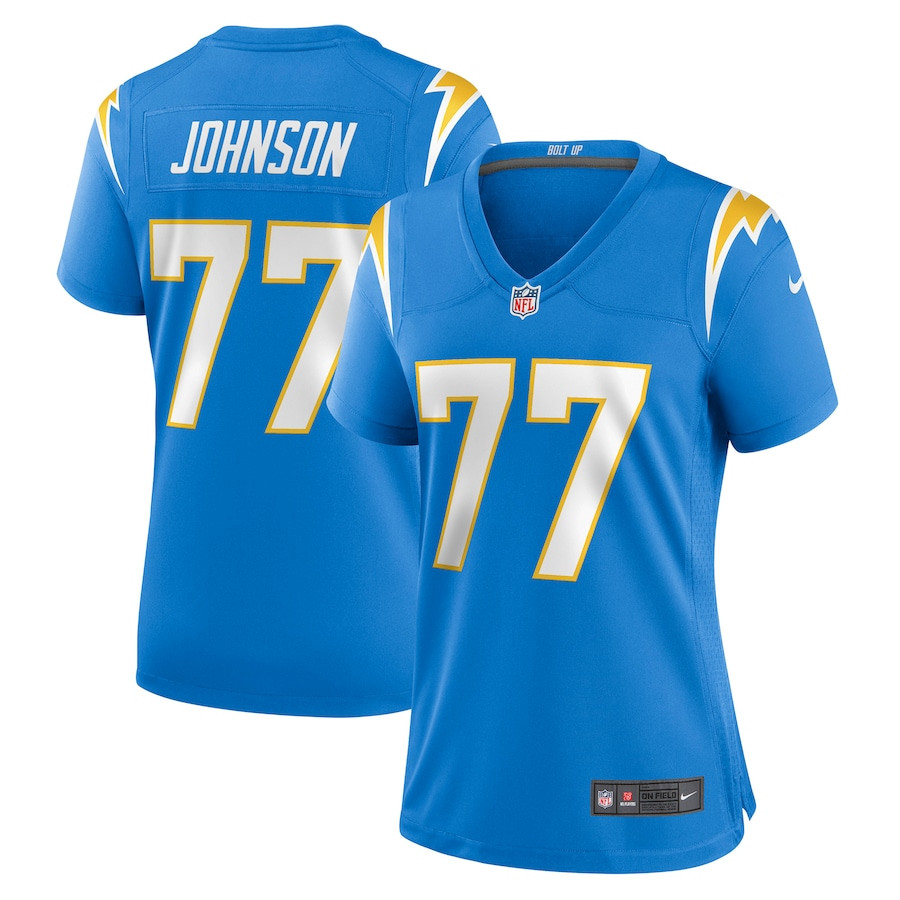 Zion Johnson 77 Los Angeles Chargers Women's Game Jersey - Powder Blue JS1719 Saliibo